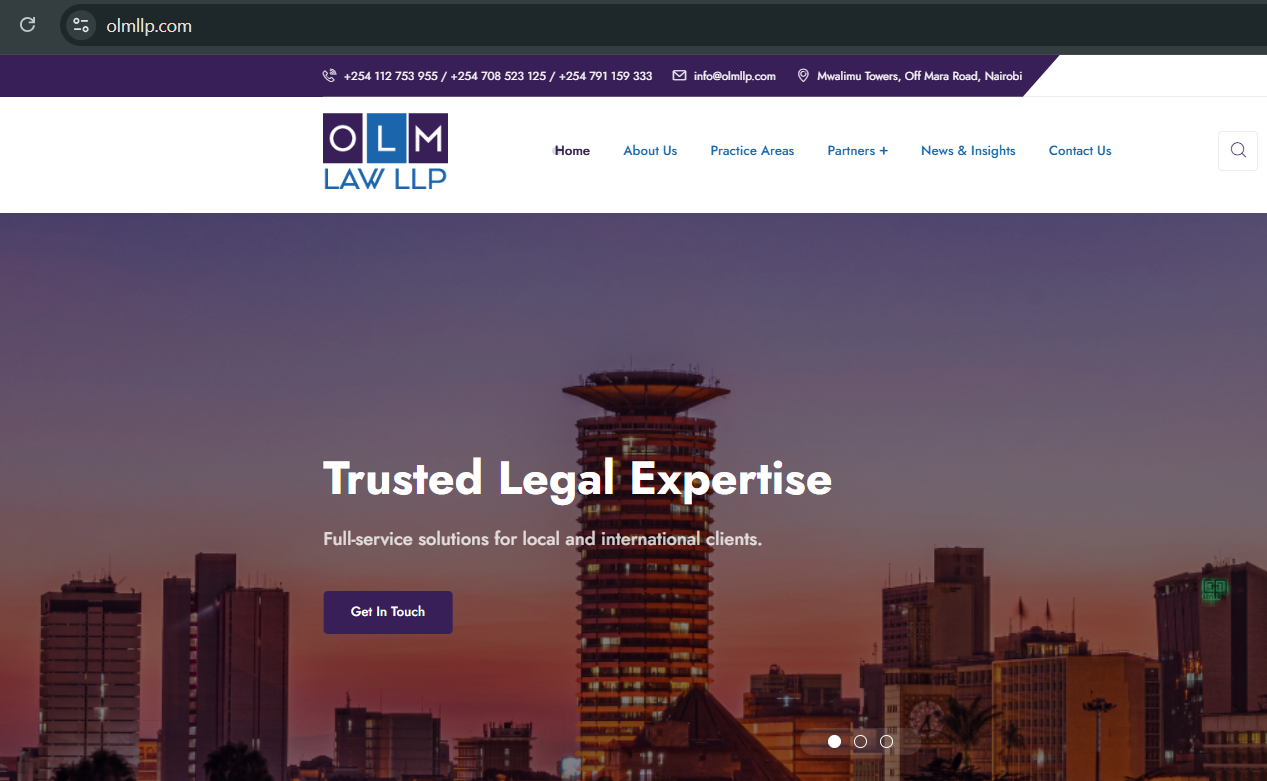 OLM LLP Law Wesbite Redesign Kenya